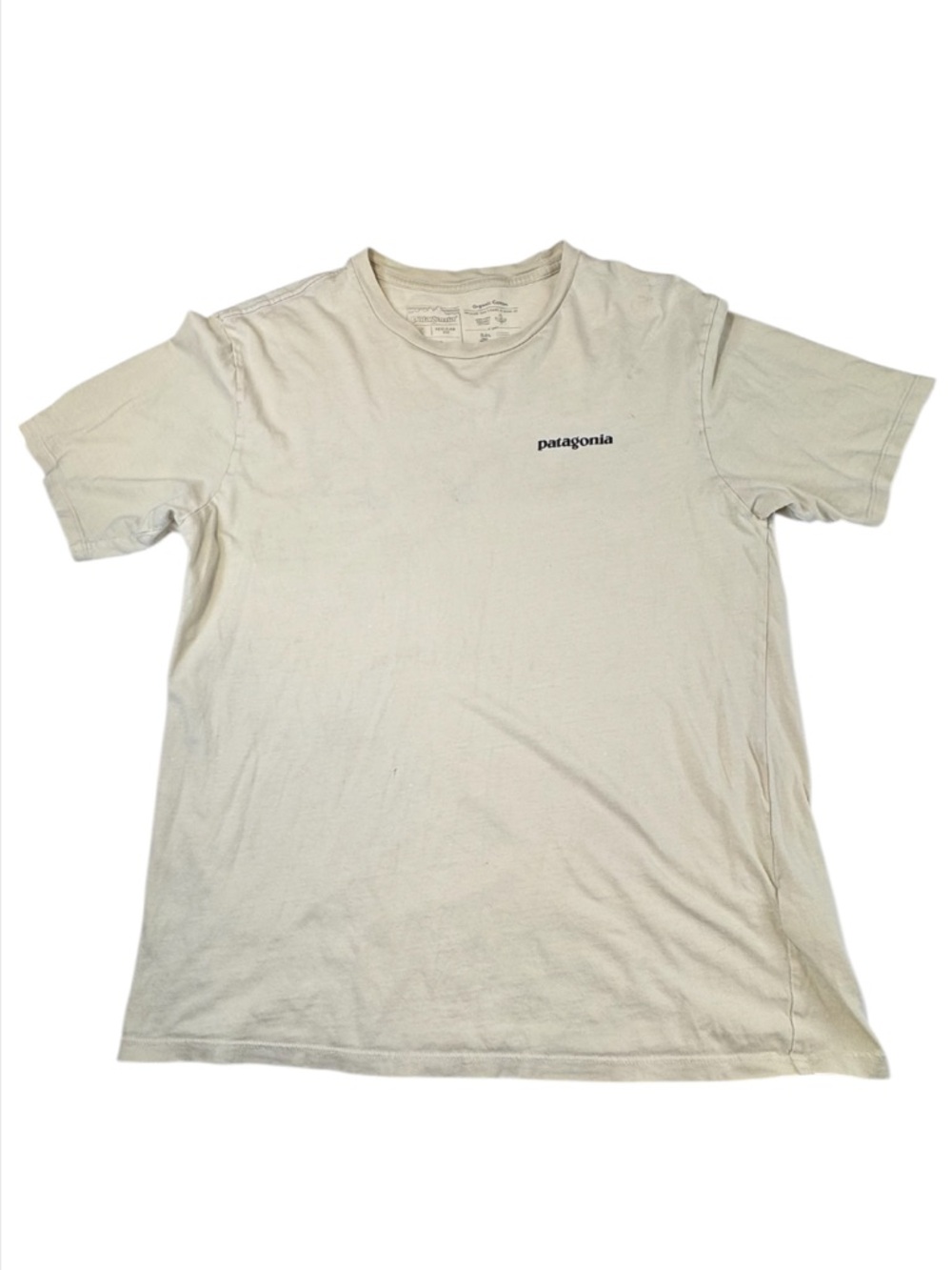 Patagonia P-6 Logo T-Shirt Men Small Cotton Yellow Distress Gorpcore Outdoor Tee